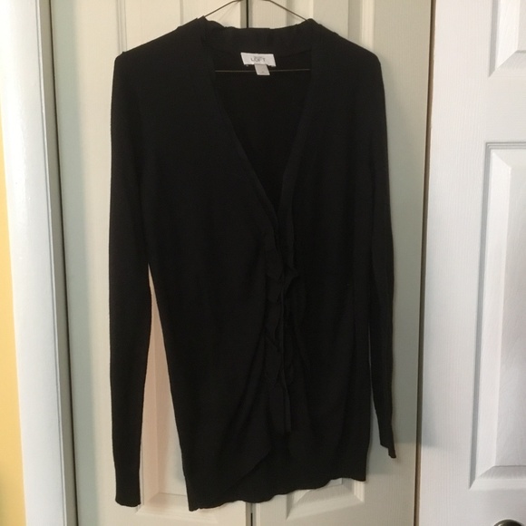 LOFT Ann Taylor Tops - Ann Taylor LOFT Blouse Black (MED) Ruffles lined with buttons